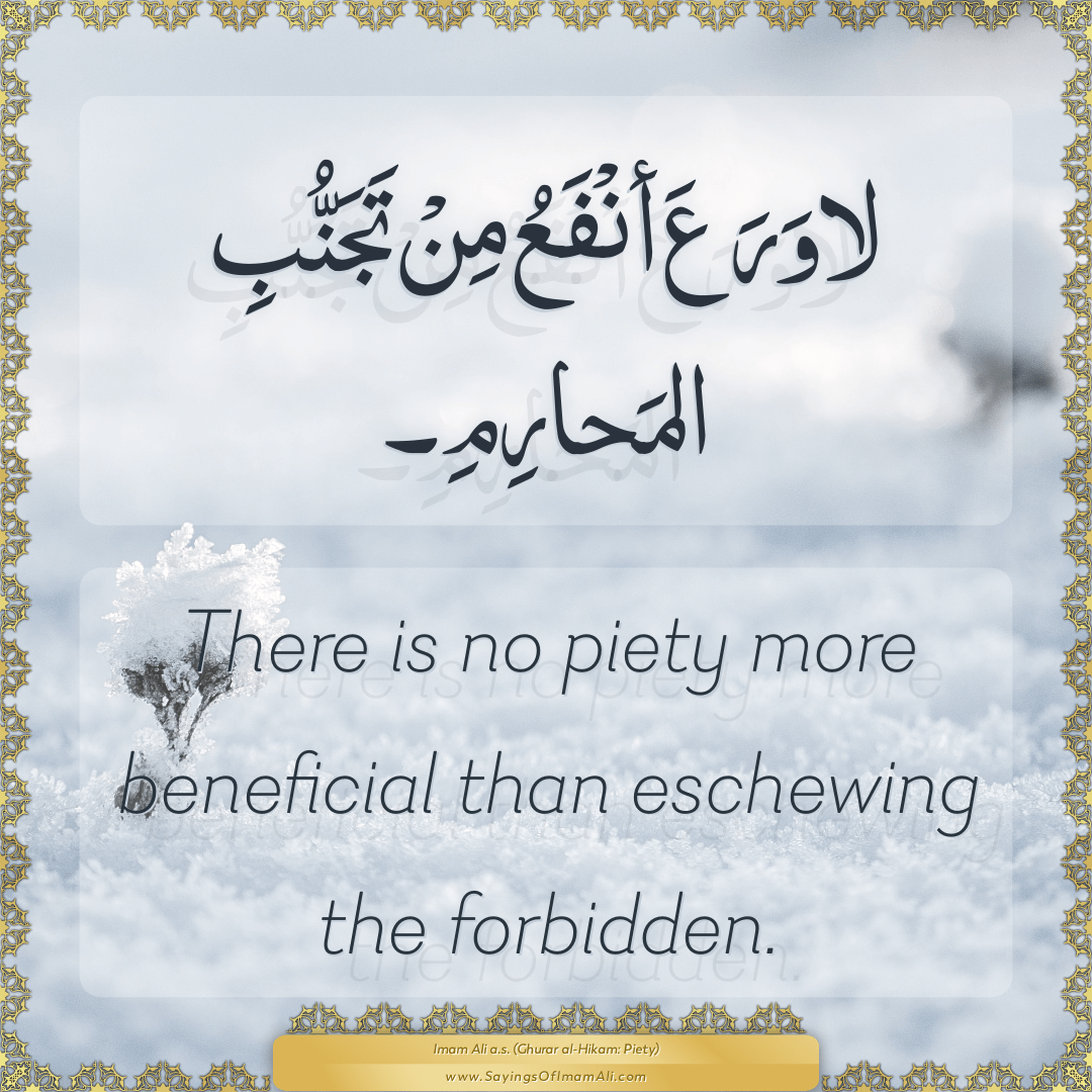 There is no piety more beneficial than eschewing the forbidden.